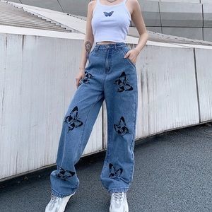 High waisted straight leg butterfly jeans 🦋